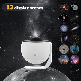 1pc 13-In-1 Celestial Globe with High-Definition Film, a Dynamic Globe Creative for Galaxy Starry Sky Projection Lamp, Smart Light, Indoor Rotating Atmospheric Projector, Dreamy Cosmic Starry Sky Lamp, 360-Degree Rotating Planetarium LED for Galaxy