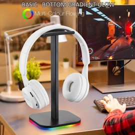 Single LED Headphone Holder | Dynamic Gradient Illumination, Stylish Acrylic Desk Light for Gamers And Audio Lovers | Colorful Ambient Lighting for Headphones, Keyboards, And Monitor Arrangements
