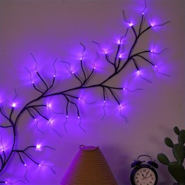 One Piece of Purple 48 LED Artificial Willow Vine Lights, Measuring 1.7 Meters Or 5.6 Feet, Powered by USB. These Decorative String Lights Are Designed for Outdoor Use, Perfect for Gardens, Patios, Yards, And Christmas Parties. Note That Batteries A