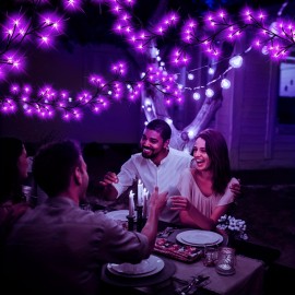 One Piece of Purple 48 LED Artificial Willow Vine Lights, Measuring 1.7 Meters Or 5.6 Feet, Powered by USB. These Decorative String Lights Are Designed for Outdoor Use, Perfect for Gardens, Patios, Yards, And Christmas Parties. Note That Batteries A