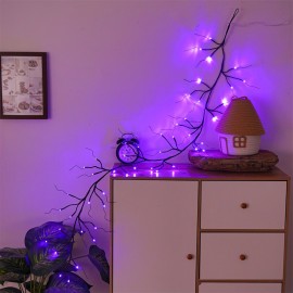 One Piece of Purple 48 LED Artificial Willow Vine Lights, Measuring 1.7 Meters Or 5.6 Feet, Powered by USB. These Decorative String Lights Are Designed for Outdoor Use, Perfect for Gardens, Patios, Yards, And Christmas Parties. Note That Batteries A