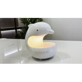 Rechargeable Smart Lamp with Wireless Music Speaker and Wireless Charger for Mobile Phone | Adjustable Brightness Dolphin Table Lamp, USB Type-C Desk Lamp, Bedroom LED Night Light, Valentine'S Day Gift, Camping, Wedding, Halloween
