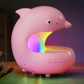 Rechargeable Smart Lamp with Wireless Music Speaker and Wireless Charger for Mobile Phone | Adjustable Brightness Dolphin Table Lamp, USB Type-C Desk Lamp, Bedroom LED Night Light, Valentine'S Day Gift, Camping, Wedding, Halloween