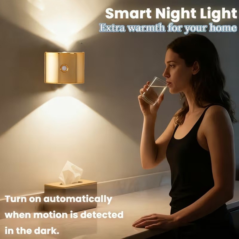 Smart LED Sensor Night Light | Portable Corridor Light with Magnetic Attachment, 3 Lighting Modes, Wireless Wall-Mounted, USB Type-C Charging, for Stairs, Decks, Entrances, Bedrooms, Desks, and Closets, Dimmable, Non