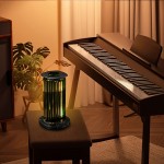 1pc Modern PlaidPatterned RGB Sound Activated Light, 4D Panoramic Music Rhythm Lamp with Rechargeable Lithium Battery, Space Theme Pagoda-Shaped Plastic Table Lamp for Bedroom, Button Control, Cord Include