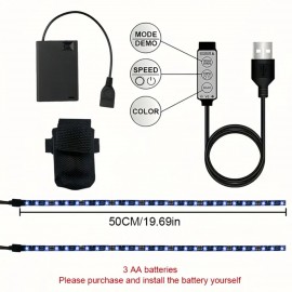 RGB Electric Bike and Bicycle Colorful Light Strip | Night Riding RGB Patch Version, Intelligent Light Effect One Click Switching, Flexible and Easy to Install, Motorcycle and Car Contour Decoration Atmosphere Light