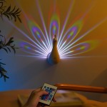 Peacock Wall Light, Peacock Projection Desk Lamp, Peacock Night Light, Peacock Projection Lamp with Remote Control, USB Charging Rainbow Peacock Nightlight, LED Wall/Table Decor