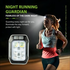 1pc Rechargeable LED Running Light with USB Charging, Long-Lasting Lithium Polymer Battery, Button Control, Ideal for Night Running, Walking, Hiking, Sports, And Nighttime Activities, Perfect Gift For Holidays And Birthdays
