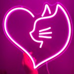 Neon Sign Cat, Heart Neon Sign, Cat Neon Light, Cute Cat Decor, Valentines Neon Sign,  Neon Sign, Animal Neon Sign, Gift for Girl