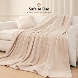 Sealy Flannel Electric Blanket, 4-level Temperature Control, 4-hour Auto Shut-off, Overheat Protection, Machine Washable, ETL And , Delivers Cozy Comfort For Home And Office Use, Perfect For Christmas Gifts.