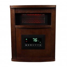 LifeSmart LifePro 1500 Watt Portable Electric Infrared Quartz Space Heater for Indoor Use with 6 Heating Elements, Wheels, and Remote, Brown Oak Wood
