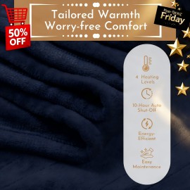 1pc Electric Heated Blanket with Control & Digital Thermostat - Adjustable Temperature (Low/High) - 4 Heat Settings, Twin/Full/King/Queen/California King - Plug-in Bedspread for, Bed, Couch, Sofa - -Efficient Heating
