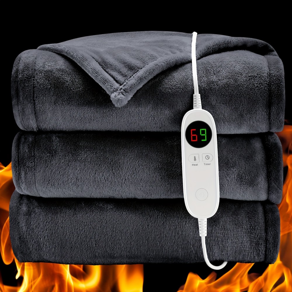 Electric Throw Blanket with Heating Features, Designed for Full Body Warmth, Offering 6 Temperature Settings And a 9-Hour Automatic Shut-Off Timer