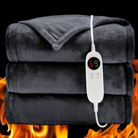 Electric Throw Blanket with Heating Features, Designed for Full Body Warmth, Offering 6 Temperature Settings And a 9-Hour Automatic Shut-Off Timer
