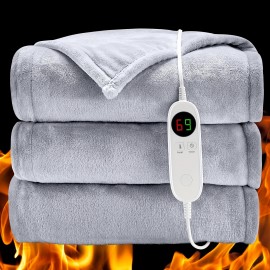 Electric Throw Blanket with Heating Features, Designed for Full Body Warmth, Offering 6 Temperature Settings And a 9-Hour Automatic Shut-Off Timer