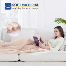 Westinghouse Electric Blanket, Soft Flannel And Shearling Heated Blanket, Warm And Soft, Heats Up Quickly with 4 Temperature Settings And 4-Hour Timer, Features Foot Pocket, Machine Washable, Available In Multiple Colors And Sizes, Perfect Gift