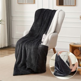 Westinghouse Electric Blanket, Soft Flannel And Shearling Heated Blanket, Warm And Soft, Heats Up Quickly with 4 Temperature Settings And 4-Hour Timer, Features Foot Pocket, Machine Washable, Available In Multiple Colors And Sizes, Perfect Gift