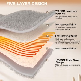 Electric Blanket 50.0inch*59.84inch | 10-Hour Auto Shut Off, 4 Heat Settings, Machine Washable, Flannel Material, Energy Efficient, Overheat Protection, Timer, Remote Control, - Ideal Gift For Women & Men