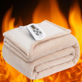 Westinghouse Electric Blanket with Thermostat - King Size Electric Blanket, Flannel And Material, 10 Temperature Settings And 12-Hour Timer, Gift Blanket, Overheat Protection, Machine Washable, Electric Blankets Clearance Deal