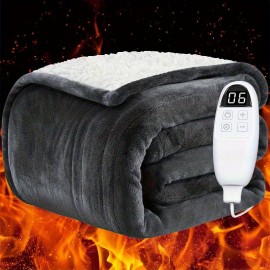 Electric Blanket Full Size - Soft Flannel+Sherpa Heated Blanket, GentleSoft Fast Heating With 6 Heating Levels &10 Hours Auto Off, Winter Comfort Heating Blanket, Machine Washable, Must-Have For Home & Office!