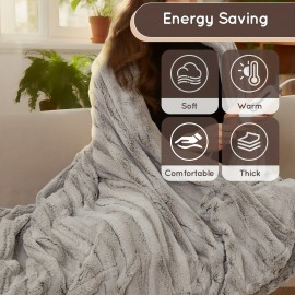 Cozy Home Use - Electric Heated Blanket 1pc - Handmade Tie-Dye Cover - 10H Auto-Off & Overheating Protection - 4 Heating Levels