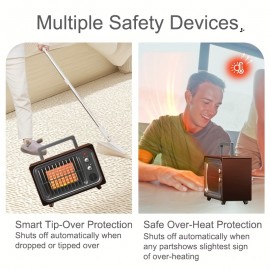 600W Portable Electric Space Heater with Remote Control - Quiet Infrared Heater Suitable for Bedroom, Office & Indoor Use, 3 Heat/Fan Settings, Adjustable Thermostat, Timer, Overheat & Tip-Over Protection, Compact /Desk Heater ( Plug)