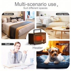 600W Portable Electric Space Heater with Remote Control - Quiet Infrared Heater Suitable for Bedroom, Office & Indoor Use, 3 Heat/Fan Settings, Adjustable Thermostat, Timer, Overheat & Tip-Over Protection, Compact /Desk Heater ( Plug)