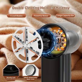 Rechargeable Electric Fabric Shaver with Digital Display & 3-Speed Settings - USB- Hair Remover Suitable for Clothing, Furniture, Sofas, Blankets - Corded or Use, 6-Blade System, USB- (USB, USB-)