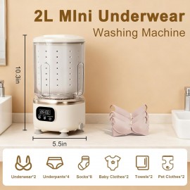 67.63oz Underwear Washing Machine | Portable Washer Dryer Combo, Rechargeable Cordless, Deep Cleans Small Clothes for Apartment, Dorm, RV, Travel & Hotel Use