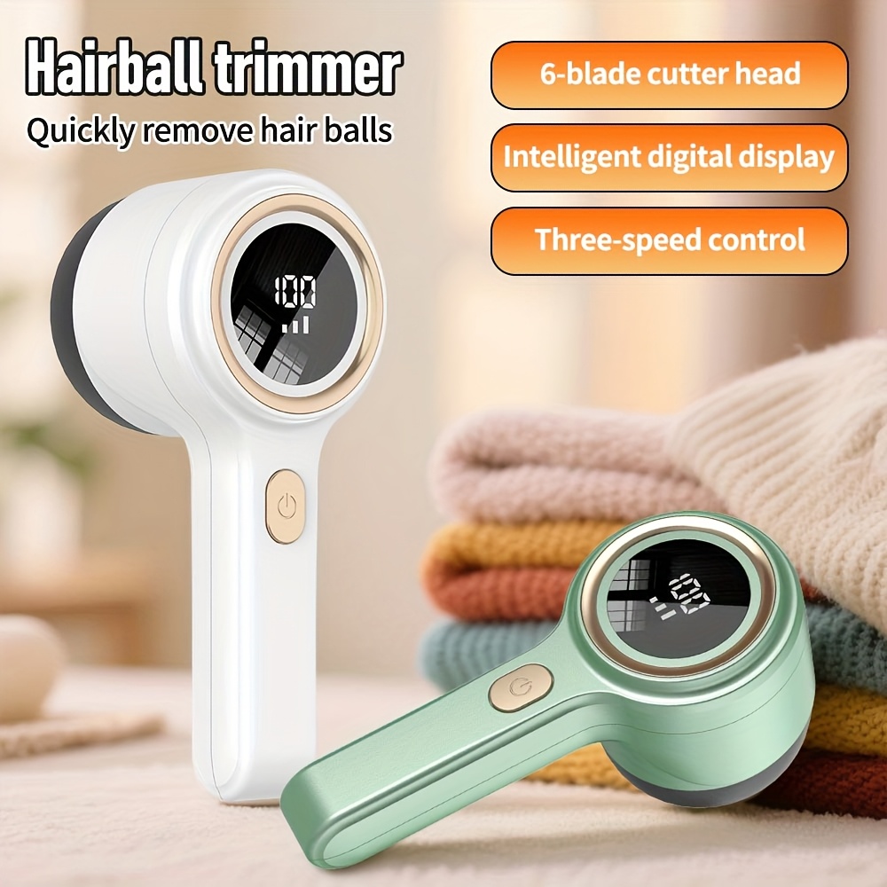 Electric Fabric Razor, Fuzz Removing Machine, Portable Pad Remover, Bedding, Furniture, 3-level Digital Display, Clothes, Carpets and Sofas - Light Gray