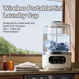 [Mini Washing Machine] GENAI Portable Mini Washing Machine, - Compact Washing Machine with Direct-Drive Motor & Controls, 3-in-1 Wash/Rinse/Drain Cycle, Top-Loading for Baby Clothes, Socks, Underwear, Swimwear, Pet Bedding - Lightweight for