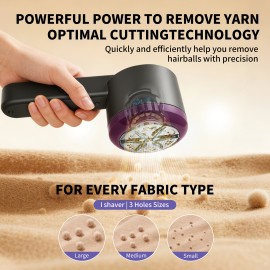 Portable Electric Fabric & Sweater Shaver with 6-Leaf - USB/Battery- Lint Remover Suitable for Clothes, Sofas, Travel - Pilling Shaver with Display (for Sweaters, Furniture)