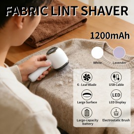 Portable USB-Powered Fabric Shaver with Digital Display, 6-Blade Honeycomb Mesh Cover for Home Use, Sweater Trimmer and Ball Removal, Clothing Care, Lightweight Tool, Sturdy Construction, Compact Design, Handheld Device, Durable Material
