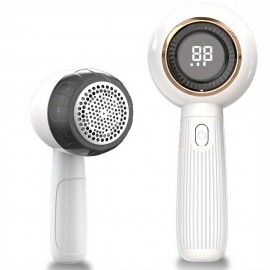 Portable USB-Powered Fabric Shaver with Digital Display, 6-Blade Honeycomb Mesh Cover for Home Use, Sweater Trimmer and Ball Removal, Clothing Care, Lightweight Tool, Sturdy Construction, Compact Design, Handheld Device, Durable Material