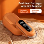 1pc Dual-Head Fabric Shaver with Rotating Handle, USB Rechargeable, with 3-Speed Adjustment and LED Digital Display, Hair and Lint Remover - A Portable Tool with Stainless Steel Blades, Suitable for Clothing, Car Seats, Sweaters, Sofas, Purple/Orange