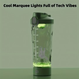 LED Light Protein Powder Shaker Cup with One-Key Mixing | 600ml Large Capacity | USB Charging Leak-Proof Drop-Resistant | Dual Cold/Hot Drinking Cup | Portable Gym/Office Travel Mug, Suitable For Protein Powder, Coffee, Milkshake, Sports Drink