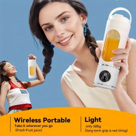 A 2-In-1 Portable Blender with a Sports Lid Juice Cup, USB Rechargeable - a Multifunctional Wireless Juicer with a 23.67oz Large Capacity Juice Cup - Features a Stainless Steel 12-Blade for Quick Juicing - Smooth Fruit Blender, Ice Crusher