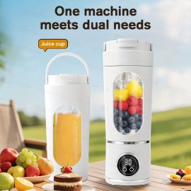 A 2-In-1 Portable Blender with a Sports Lid Juice Cup, USB Rechargeable - a Multifunctional Wireless Juicer with a 23.67oz Large Capacity Juice Cup - Features a Stainless Steel 12-Blade for Quick Juicing - Smooth Fruit Blender, Ice Crusher