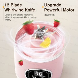 A 2-In-1 Portable Blender with a Sports Lid Juice Cup, USB Rechargeable - a Multifunctional Wireless Juicer with a 23.67oz Large Capacity Juice Cup - Features a Stainless Steel 12-Blade for Quick Juicing - Smooth Fruit Blender, Ice Crusher