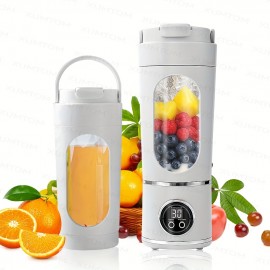 A 2-In-1 Portable Blender with a Sports Lid Juice Cup, USB Rechargeable - a Multifunctional Wireless Juicer with a 23.67oz Large Capacity Juice Cup - Features a Stainless Steel 12-Blade for Quick Juicing - Smooth Fruit Blender, Ice Crusher
