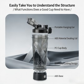 700 ML/23 Oz Portable Electric Mixing Cup | Rechargeable Protein Shaker Cup with Detachable Design, Type-C Charging, One-Touch Automatic Mixing, High-Temp Resistant for Gym, Fitness & Outdoor Activities