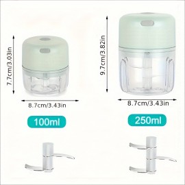 With Dual Stainless Steel Blades - 1pc Multi-Functional Vegetable Chopper And Garlic Mincer - 8.45oz/3.38oz - Compact And Portable - Easy To Clean - Kitchen Gadget For Quick Chopping