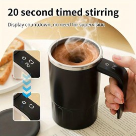 LED Digital Display Temperature Coffee Mug | Rechargeable Large Capacity Portable Electric Cup, Travel Mug, Suitable for Milk, Chocolate, Mocha Coffee Mix Drinks, Ideal for Home and Office Use, Polymer Battery, USB Charging, Perfect Christmas and