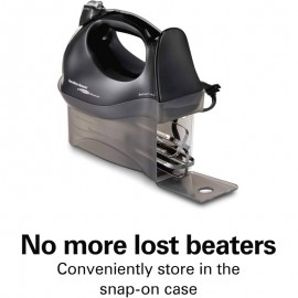 Power Deluxe 6-Speed Hand Mixer with Snap-On Storage Case | QuickBurst, Beaters, Whisk, Powerful 250 Watt Motor, Bowl Rest, Black 62692